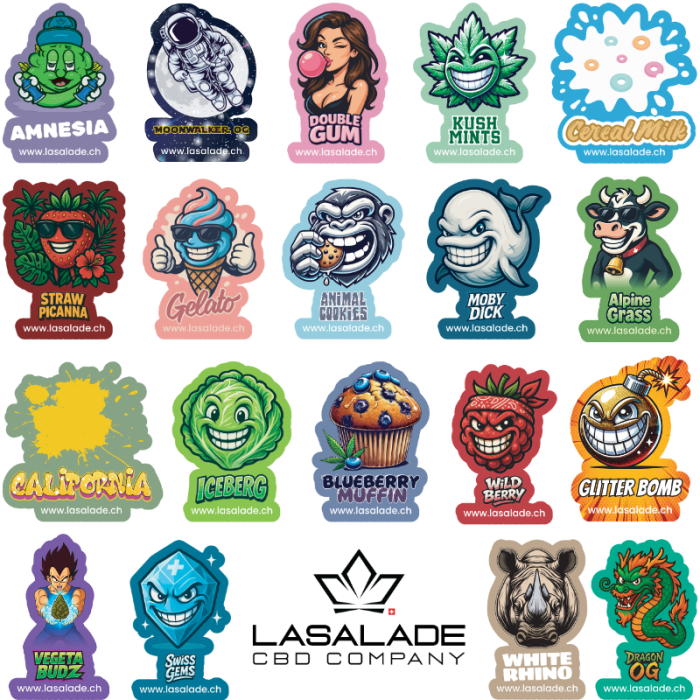 Exclusive La Salade CBD Sticker Collection, Vibrant & Durable